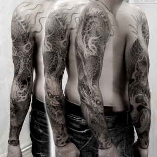Татуировка в стиле тату япония дракон 