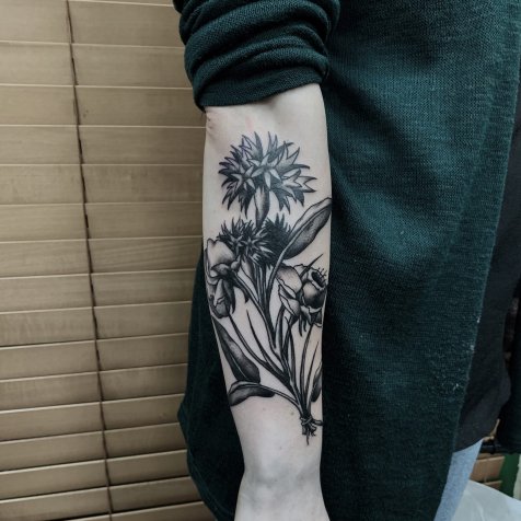 Татуировка в стиле блэкворк тату цветы
