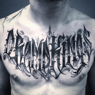 Татуировка в стиле тату надписи леттеринг