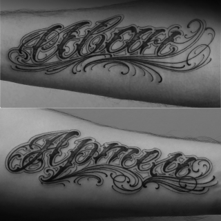 Татуировка в стиле тату надписи надпись