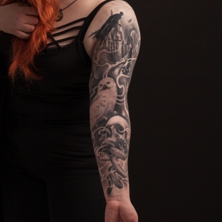 Татуировка в стиле реализм гарри поттер