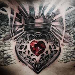 Татуировка в стиле чикано сердце 