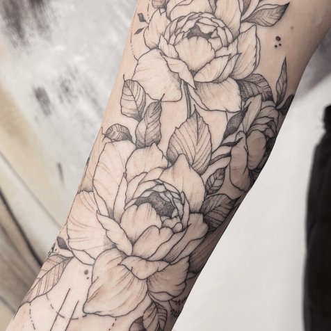 Татуировка в стиле органика тату цветы 