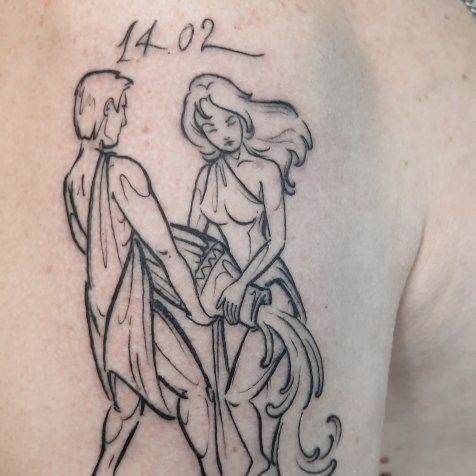 Татуировка в стиле лайнворк тату знак зодиака