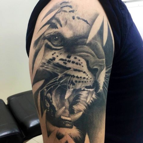 Татуировка в стиле тату реализм тигр