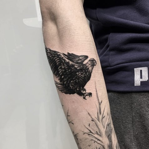Татуировка в стиле блэкворк тату орел