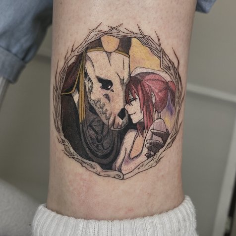 Татуировка в стиле цветная татуировка кадр из аниме 