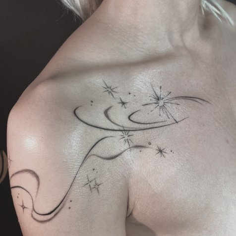 Татуировка в стиле тату графика 