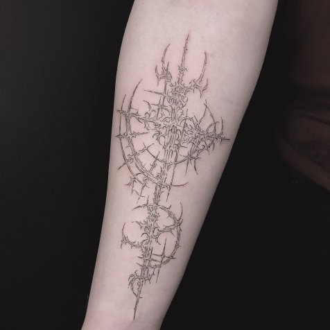 Татуировка в стиле тату графика 