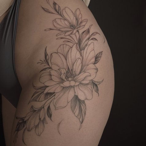 Татуировка в стиле тату графика 