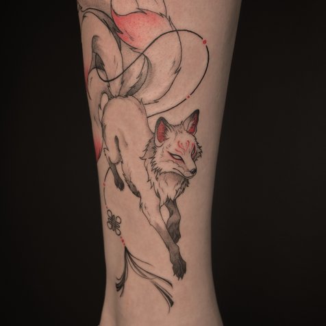 Татуировка в стиле тату графика 