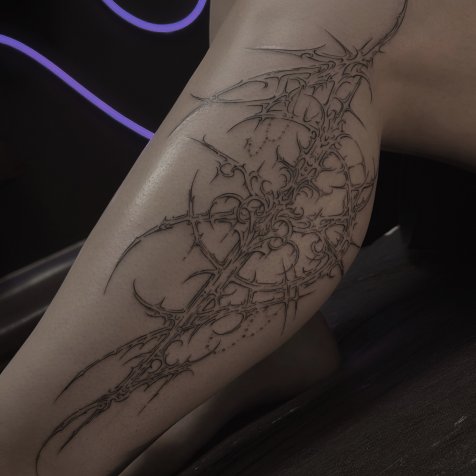 Татуировка в стиле тату графика 